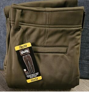 Magnum Men's Green Work Pants Microfleece Lined Water Repellent Stretch